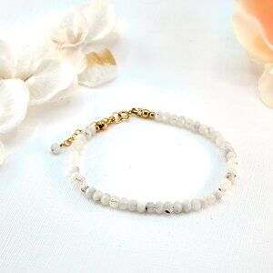 Luxe Rainbow Moonstone Dainty Bracelet, 14k Gold Filled, Perfect for Gifting